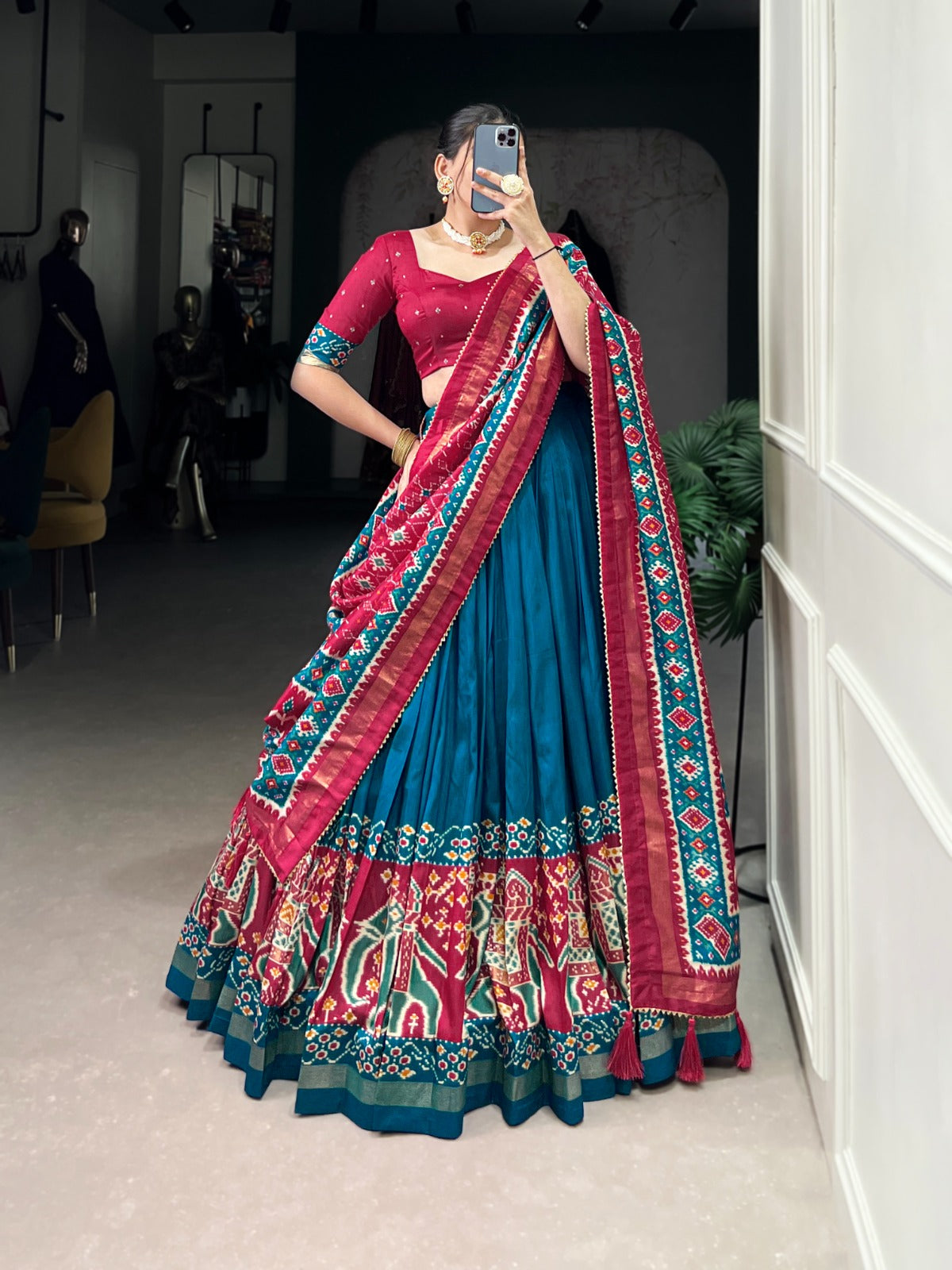 Perfect Navratri Outfit – Floral Lehenga Choli with Designer Details
