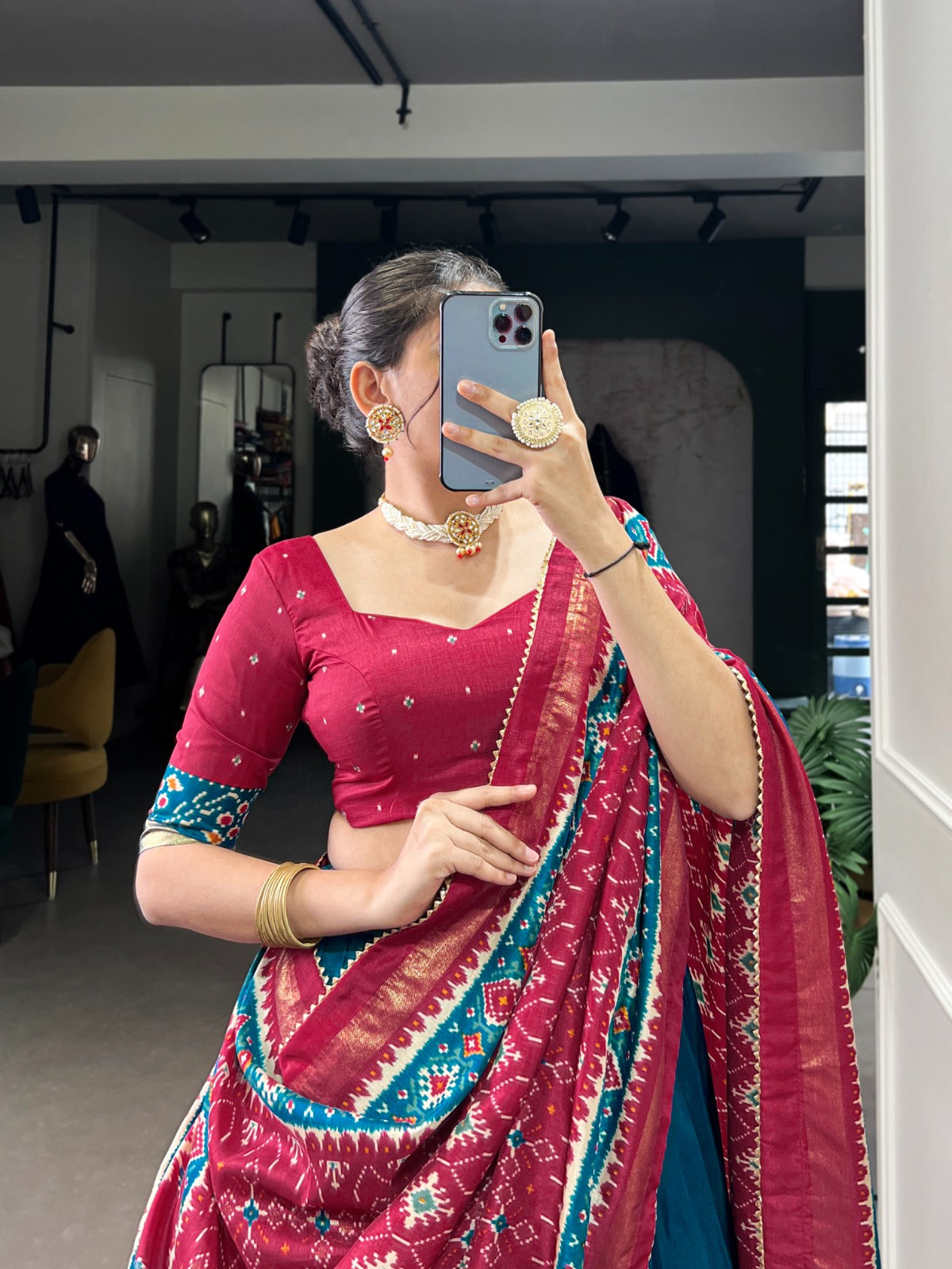 Perfect Navratri Outfit – Floral Lehenga Choli with Designer Details