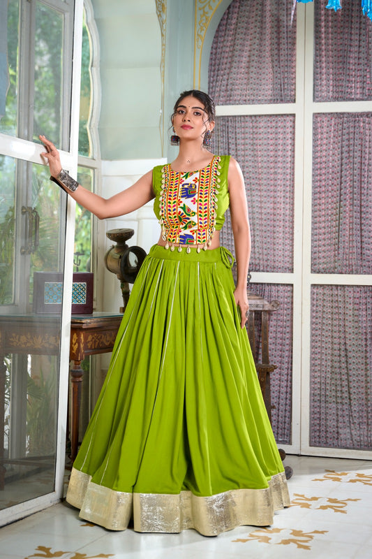Festive Fashion at Its Best: Rayon Lehenga and Gamthi Work Blouse for Navratri ✨💃