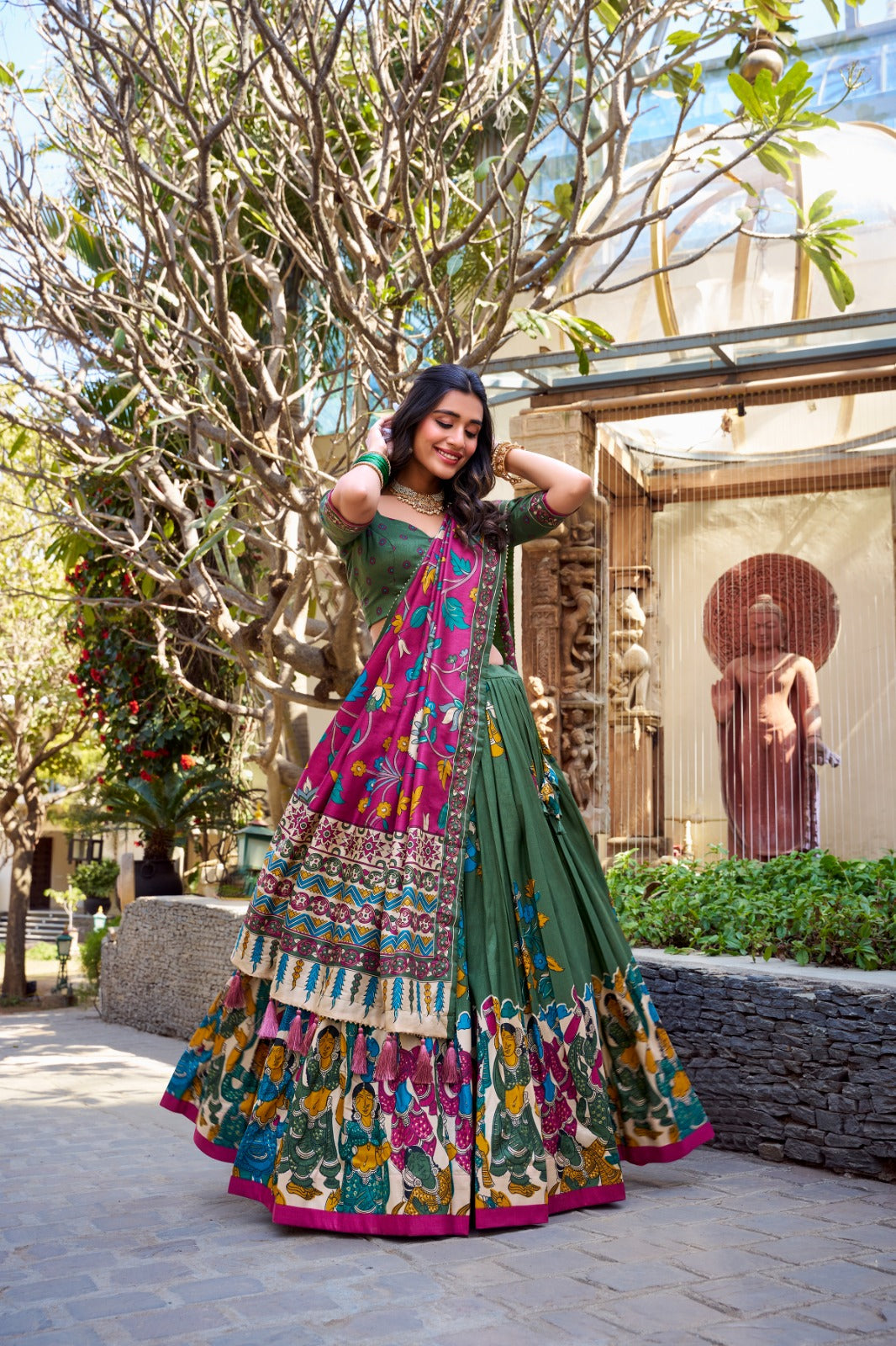Elegant Foil Work Chaniya Choli with Tassel Dupatta