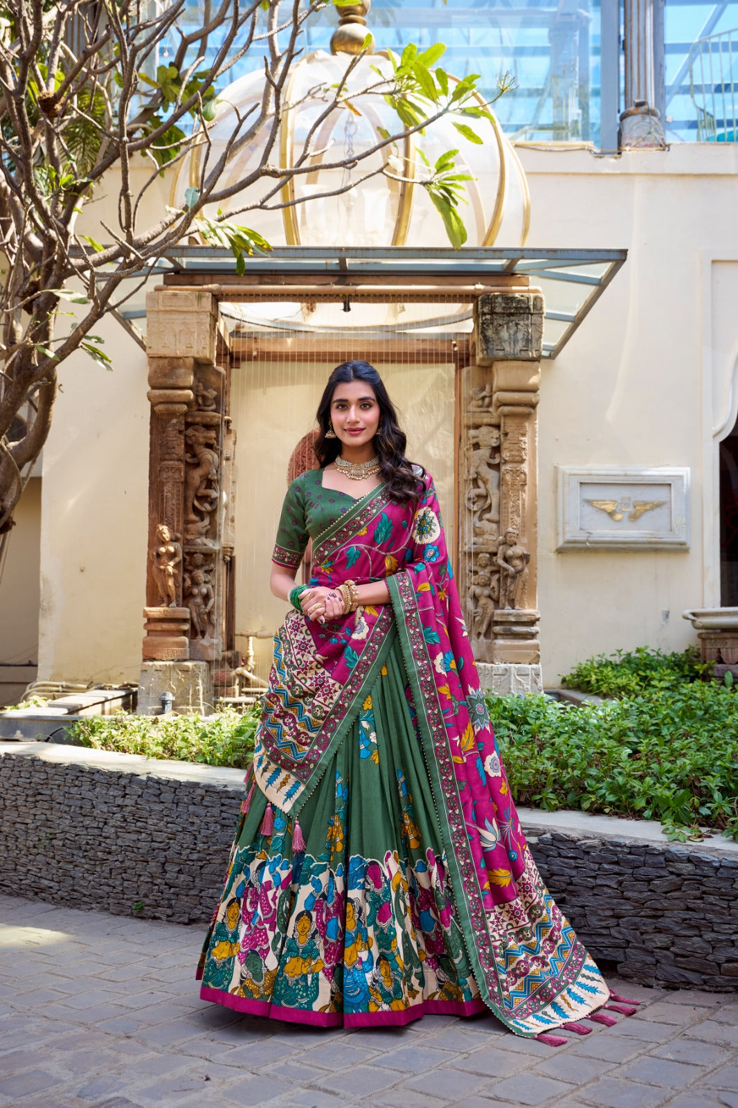 Elegant Foil Work Chaniya Choli with Tassel Dupatta