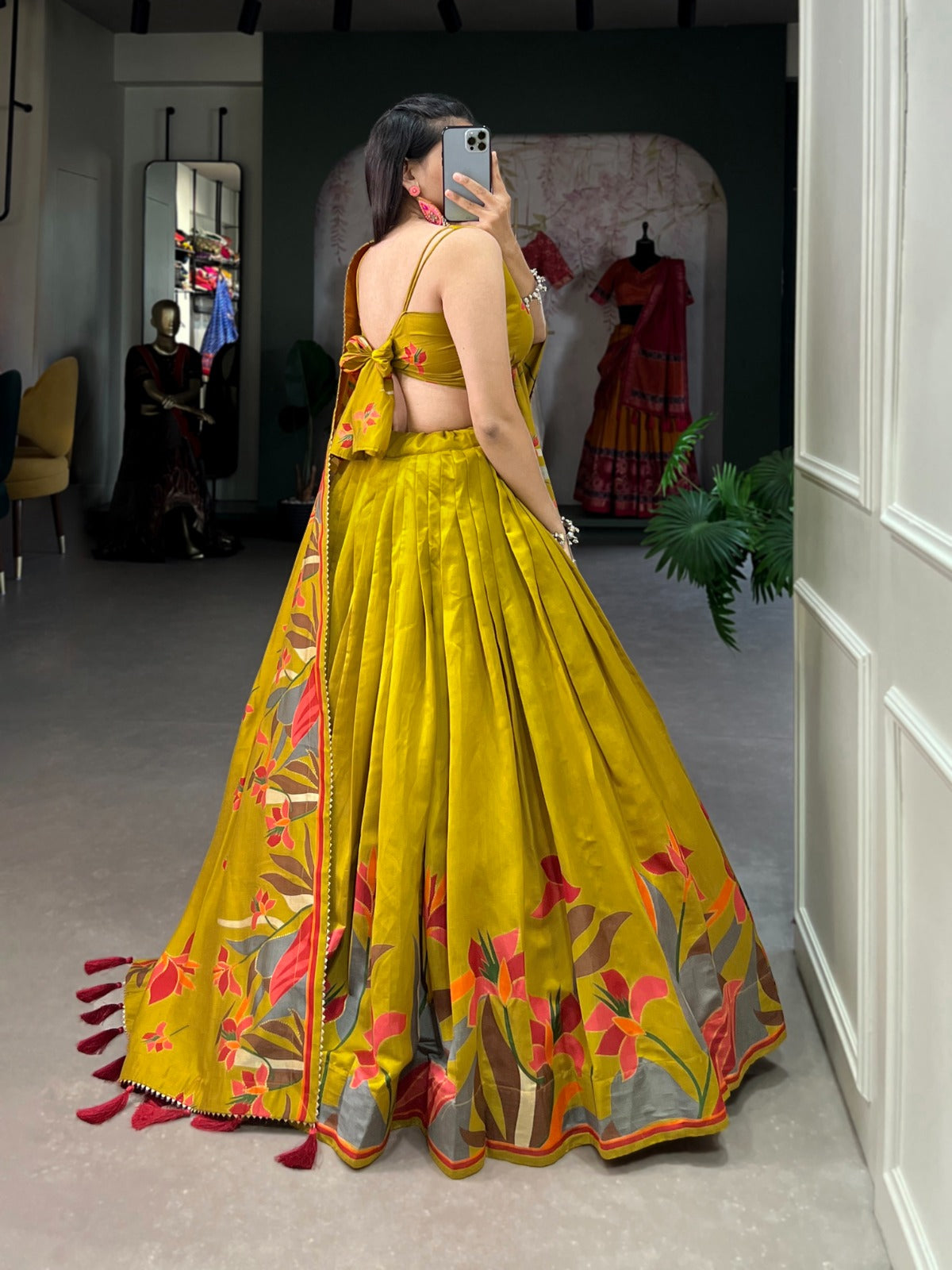 Designer Festive Lehenga in Silk with Lace Dupatta and Canvas Stitching
