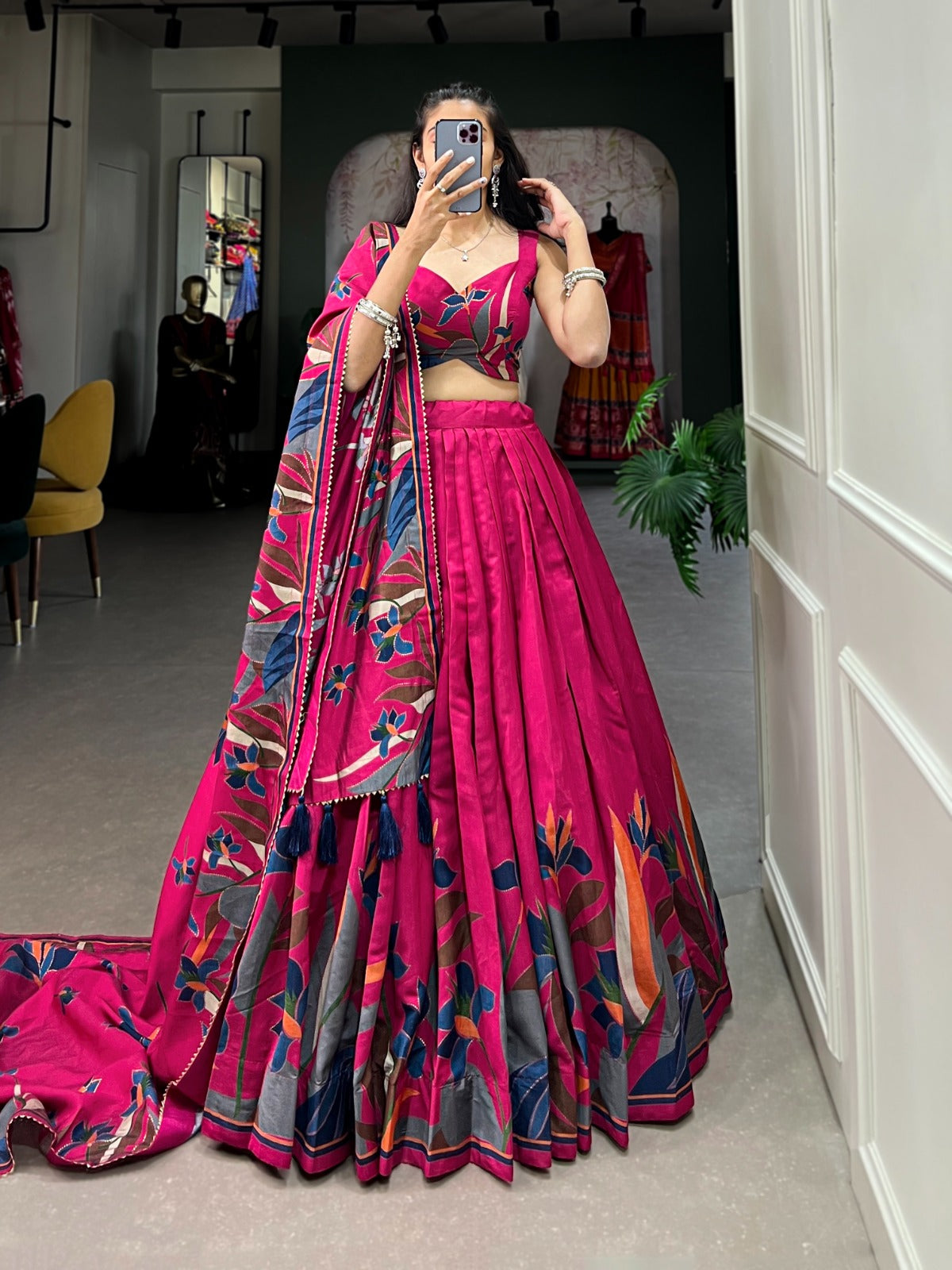 Designer Festive Lehenga in Silk with Lace Dupatta and Canvas Stitching