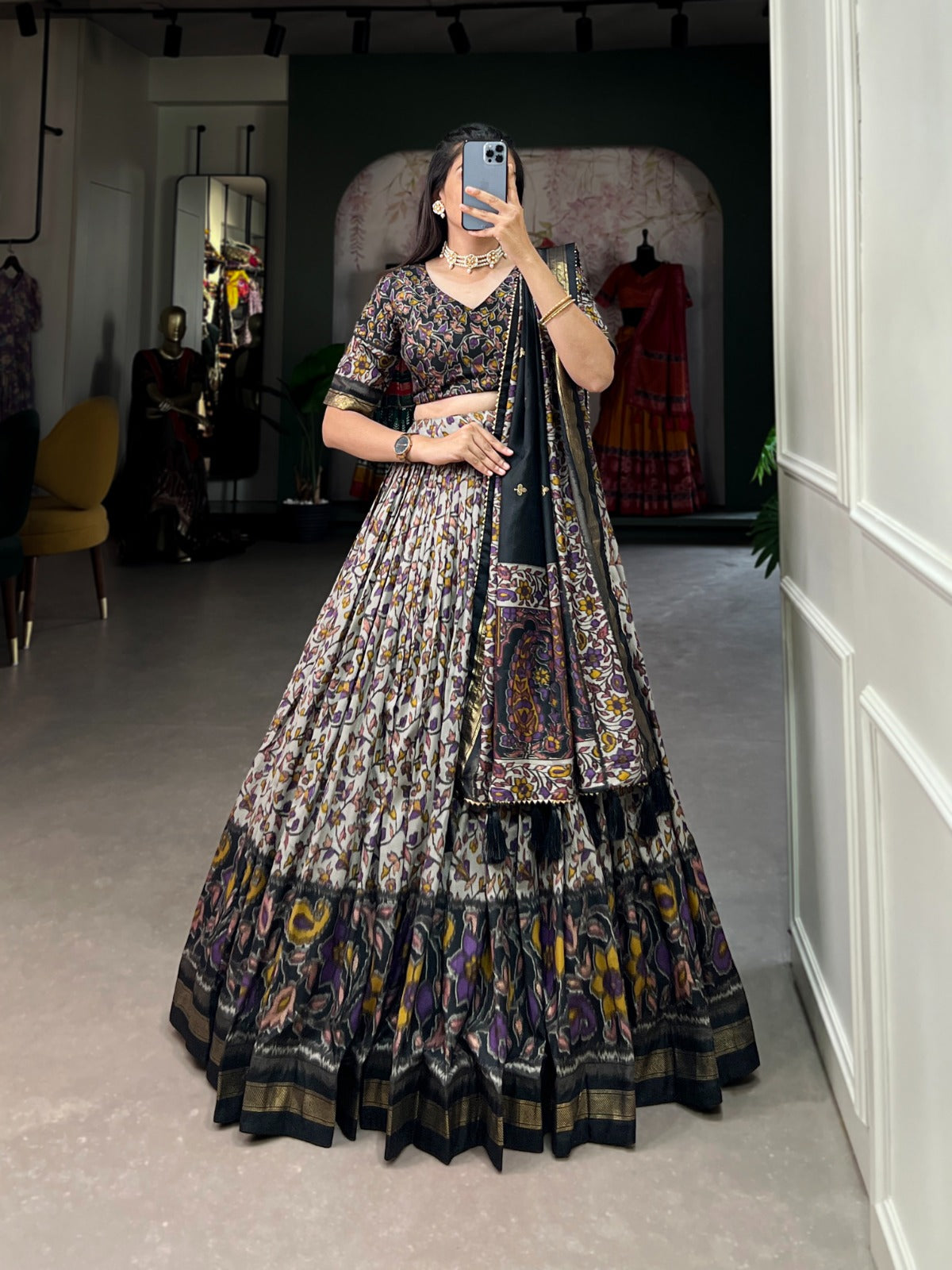 Designer Festive Lehenga in Silk with Lace Dupatta and Canvas Stitching