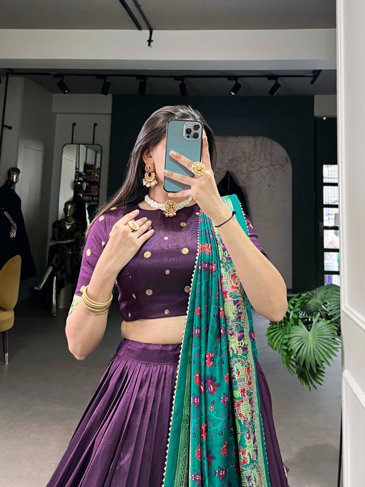 Elegant Traditional Lehenga with Floral Foil Print and Micro Cotton Inner