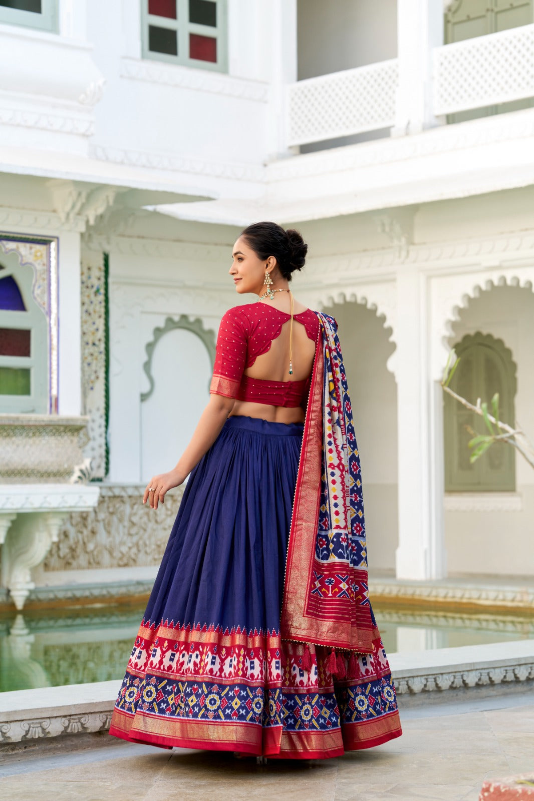 Colorful Floral Foil Tussar Silk Lehenga Choli with Soft Inner Lining