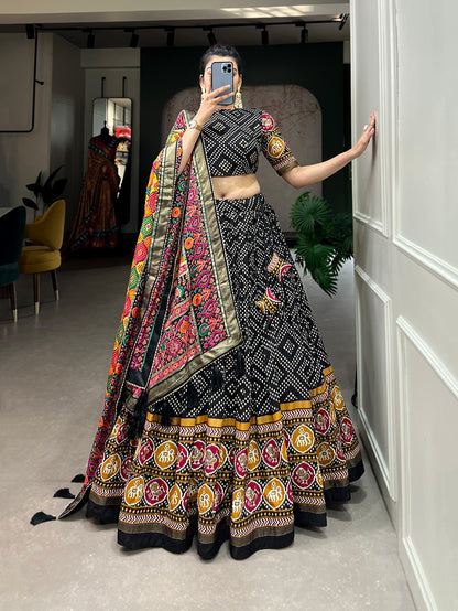 Exquisite Floral Fantasy: Tusser Silk Lehenga Choli with Intricate Print and Dupatta