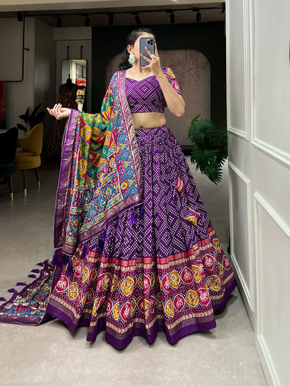 Exquisite Floral Fantasy: Tusser Silk Lehenga Choli with Intricate Print and Dupatta