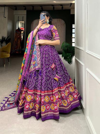 Exquisite Floral Fantasy: Tusser Silk Lehenga Choli with Intricate Print and Dupatta