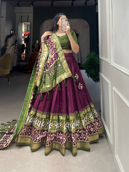 Presenting a perfectly blended Tussar silk lehenga for festive season to charm your look!