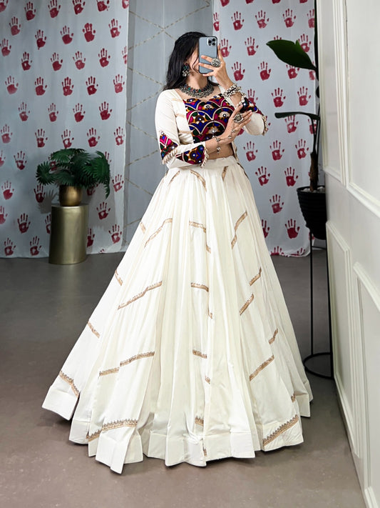 Complete Ethnic Look with Floral Print Tusser Silk Lehenga and Tassels (Copy)