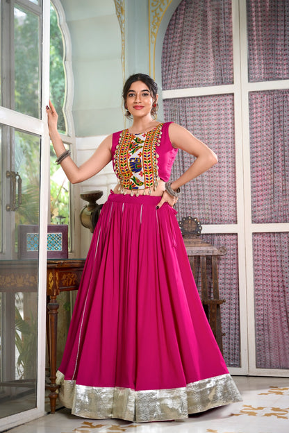 Festive Fashion at Its Best: Rayon Lehenga and Gamthi Work Blouse for Navratri