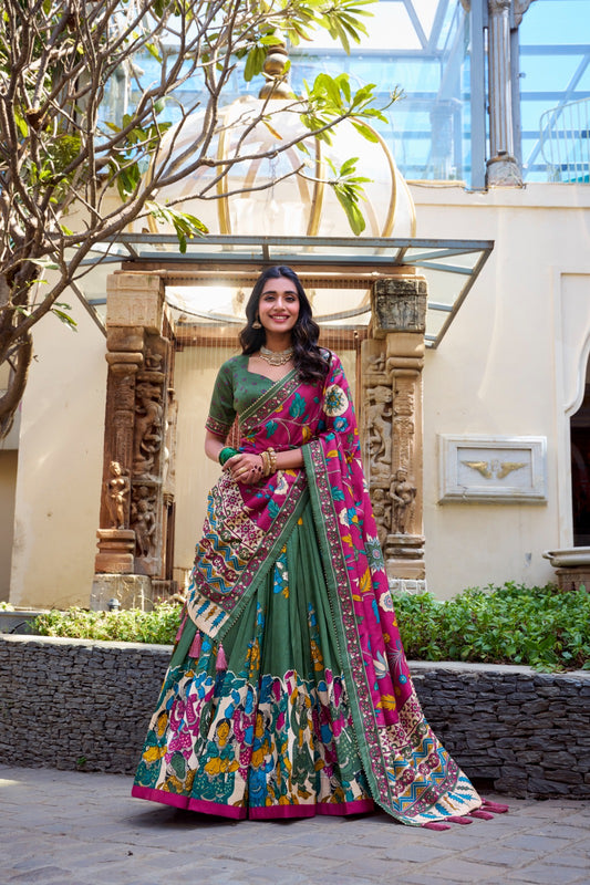 Elegant Foil Work Chaniya Choli with Tassel Dupatta