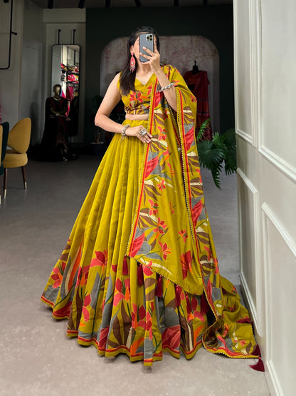 Designer Festive Lehenga in Silk with Lace Dupatta and Canvas Stitching