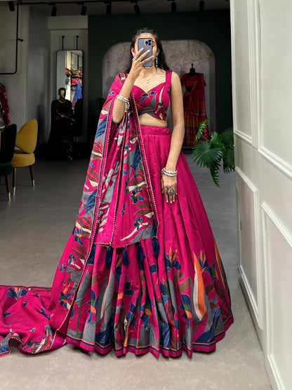 Designer Festive Lehenga in Silk with Lace Dupatta and Canvas Stitching