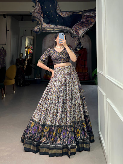 Designer Festive Lehenga in Silk with Lace Dupatta and Canvas Stitching