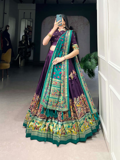 Elegant Traditional Lehenga with Floral Foil Print and Micro Cotton Inner