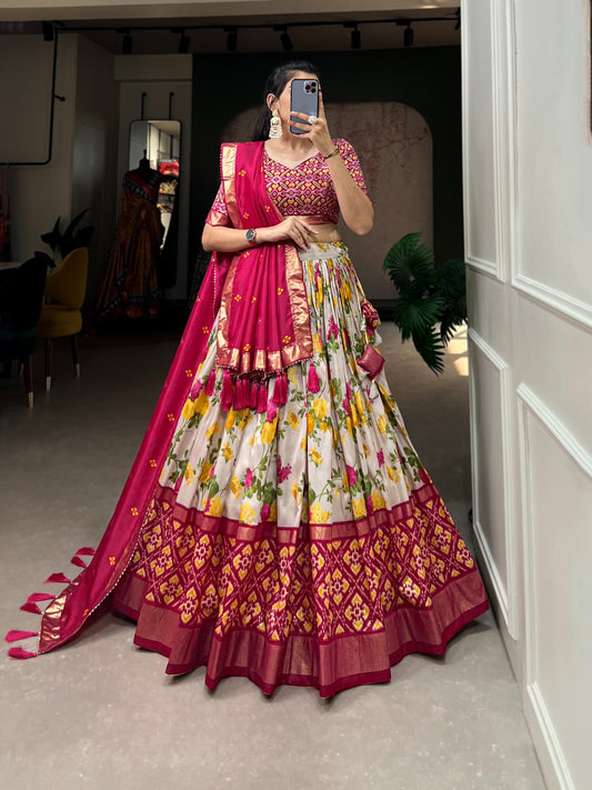 Elegant Traditional Lehenga with Floral Foil Print and Micro Cotton Inner