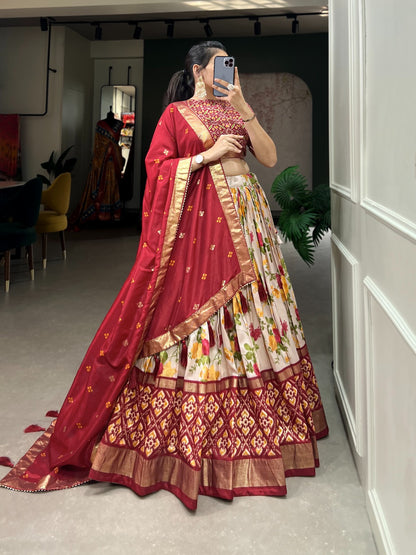 Elegant Traditional Lehenga with Floral Foil Print and Micro Cotton Inner