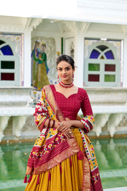 Tusser Silk Chaniya Choli for Navratri with Heavy Flair and Printed Dupatta