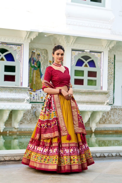 Tusser Silk Chaniya Choli for Navratri with Heavy Flair and Printed Dupatta